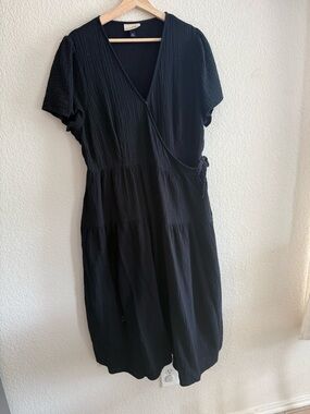 Universal Thread Black Wrap-Style Midi Dress